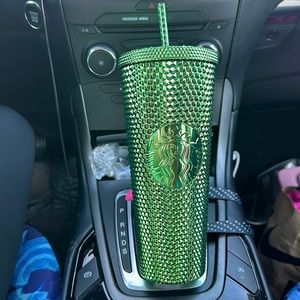 COPY - Starbucks holiday 2023 green studded acrylic 24oz tumbler